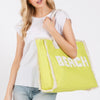 Embroidered Beach Letter Fringe Tote Bag