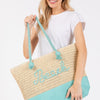 Color Sewn Rope Beach Letter And Strap Crochet Fabric Tote