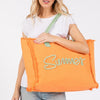 Sewn Rope Summer Letter Fringed Canvas Bag