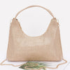 Metallic Faux Straw Hobo Bag