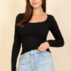 Square Neck Long Sleeve Top