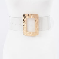 Rectangle Metal Buckle Clear Belt