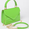 Enamel Faux Leather Top Handle Bag