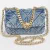 Quilted Washed Denim Flap Clutch