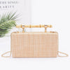 Faux Straw Bamboo Handle Case Bag