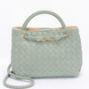 Faux Leather Braided Top Handle Bag