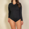 Plus Solid Long Sleeve Round Neck Bodysuit