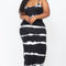 Plus Size Stripe Tie-dye Printed Maxi Dress