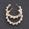 Pearl-embellished Gold Hoop Earrings