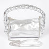 Metallic Leather Braided Handle Clutch