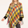 Color Block Plaid Poncho