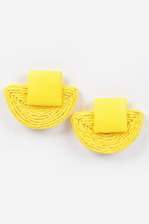 Faux Half Moon Straw Earring