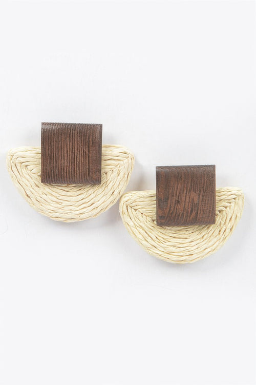 Faux Half Moon Straw Earring