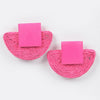 Faux Half Moon Straw Earring