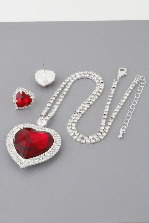 Jeweled Crystal Heart Necklace