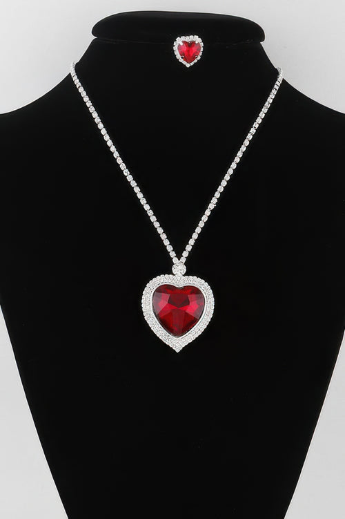 Jeweled Crystal Heart Necklace
