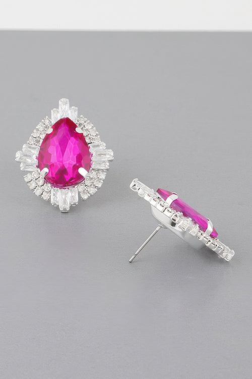 Jeweled Teardrop Crystal Stud Earrings