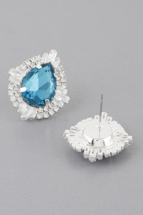 Jeweled Teardrop Crystal Stud Earrings