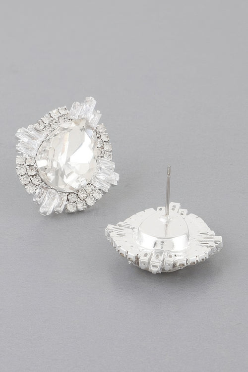 Jeweled Teardrop Crystal Stud Earrings