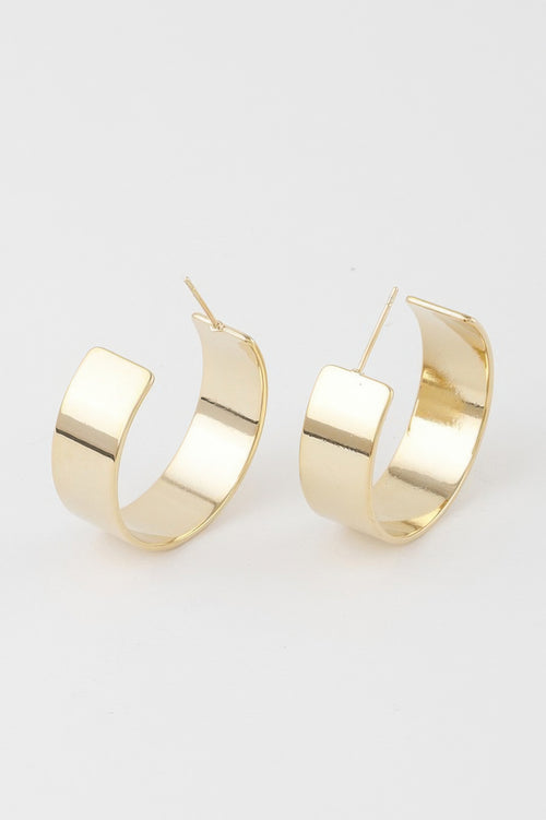 Shiny Flat Hoop Earrings
