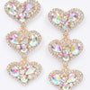 Three Heart Gem Earrings