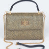 Faux Straw Top Handle Bag