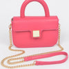 Faux Leather Top Handle Flap Crossbody Bag