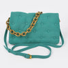 Cotton Canvas Studded Chain Shoulder Bag