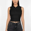 Slim-fit Sleeveless Polo Collar Crop Top