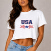 Usa Star Print Cropped Cotton Tshirt