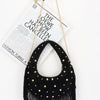 Faux Suede Metal Studded Fringe Hobo Bag