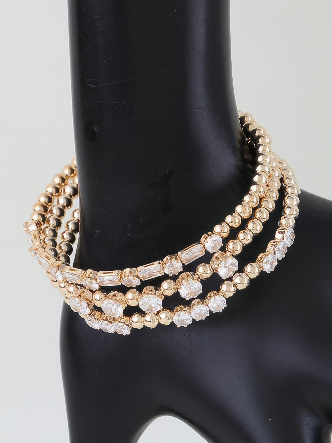 The Ines Rhinestone Bracelet – multi-strand rhinestone bead bracelet, view 2