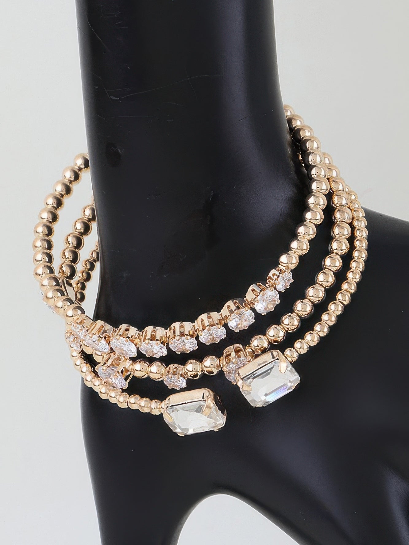 The Aria Beaded Bracelet – cubic zirconia multi-strand beaded bracelet, view 2