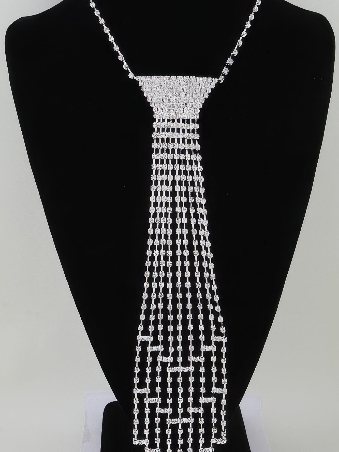 The Margaux Tie Drop Necklace – bejeweled tie drop necklace, view 2