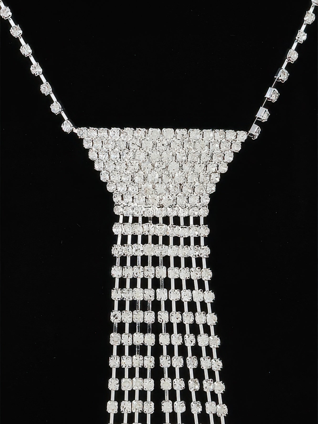The Margaux Tie Drop Necklace – bejeweled tie drop necklace, view 3