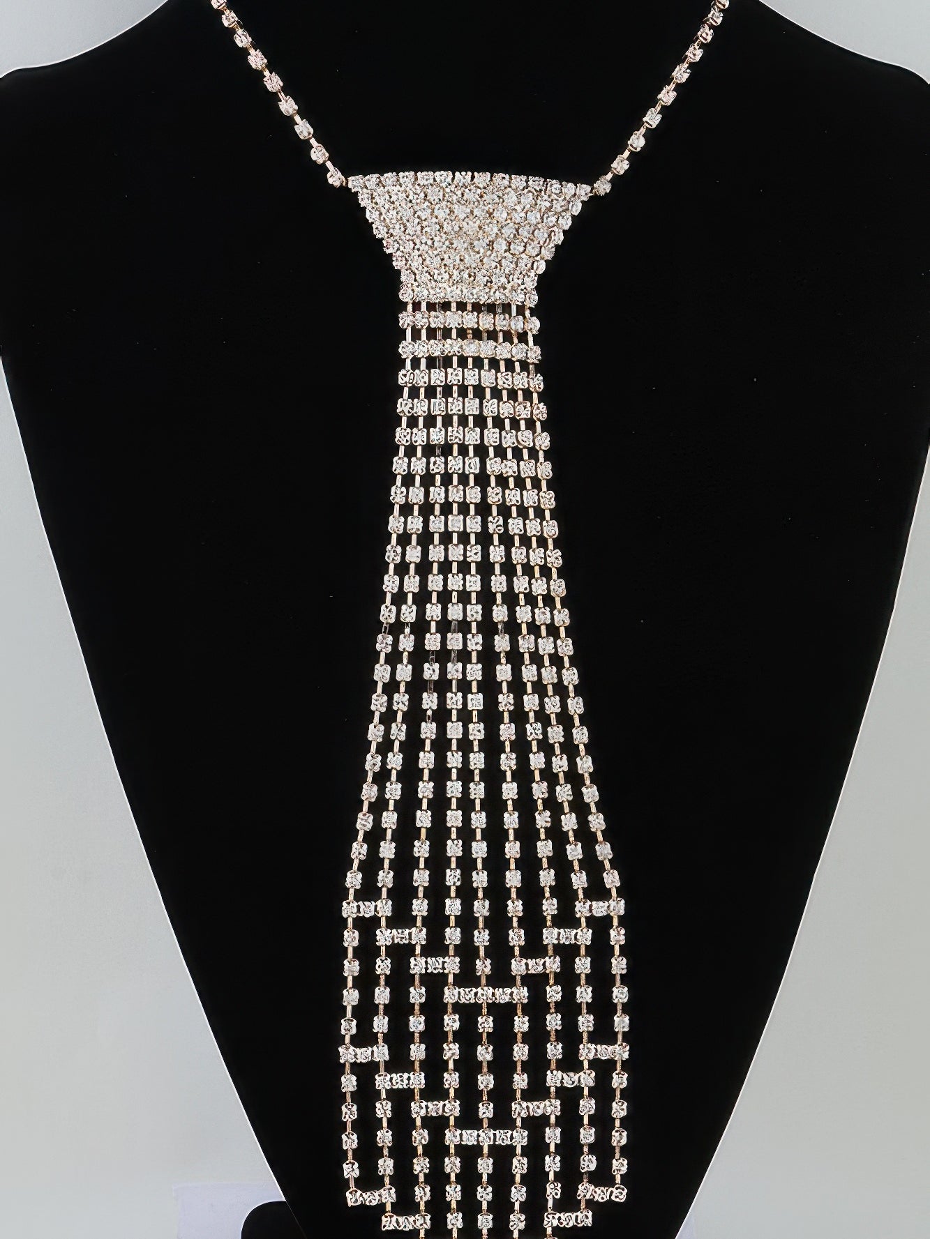The Margaux Tie Drop Necklace – bejeweled tie drop necklace, view 4