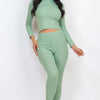 Ribbed Mock Neck Long Sleeve Top & Leggings Set