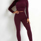 Ribbed Mock Neck Long Sleeve Top & Leggings Set