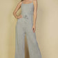 Sweater-knit Fuzzy Frenchy Tie Front Cami Jumpsuit