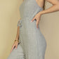 Sweater-knit Fuzzy Frenchy Tie Front Cami Jumpsuit