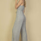 Sweater-knit Fuzzy Frenchy Tie Front Cami Jumpsuit