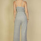 Sweater-knit Fuzzy Frenchy Tie Front Cami Jumpsuit