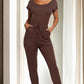 Two-way Shoulder Drawstring Jumpsuit