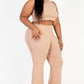 Plus Size Ribbed Mock Neck Crop Tank Top& Bootcut Pants Set