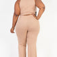 Plus Size Ribbed Mock Neck Crop Tank Top& Bootcut Pants Set