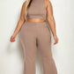 Plus Size Ribbed Mock Neck Crop Tank Top& Bootcut Pants Set