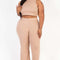Plus Size Ribbed Mock Neck Crop Tank Top& Bootcut Pants Set