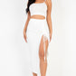 Cami Crop Top & Ruched Side Split Hem Midi Skirt Set