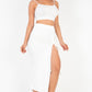 Cami Crop Top & Ruched Side Split Hem Midi Skirt Set