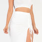 Cami Crop Top & Ruched Side Split Hem Midi Skirt Set